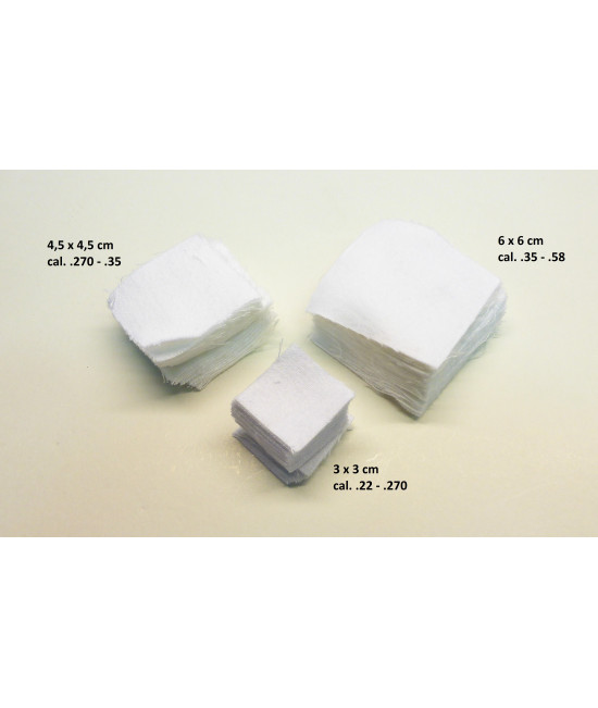 Bavlněné čistící hadříky 45x45 mm, pro ráže .270 do .35 - bal. 1000 ks Bavlněné čistící hadříky 45x45 mm, pro ráže .270 do .35 - bal. 1000 ks